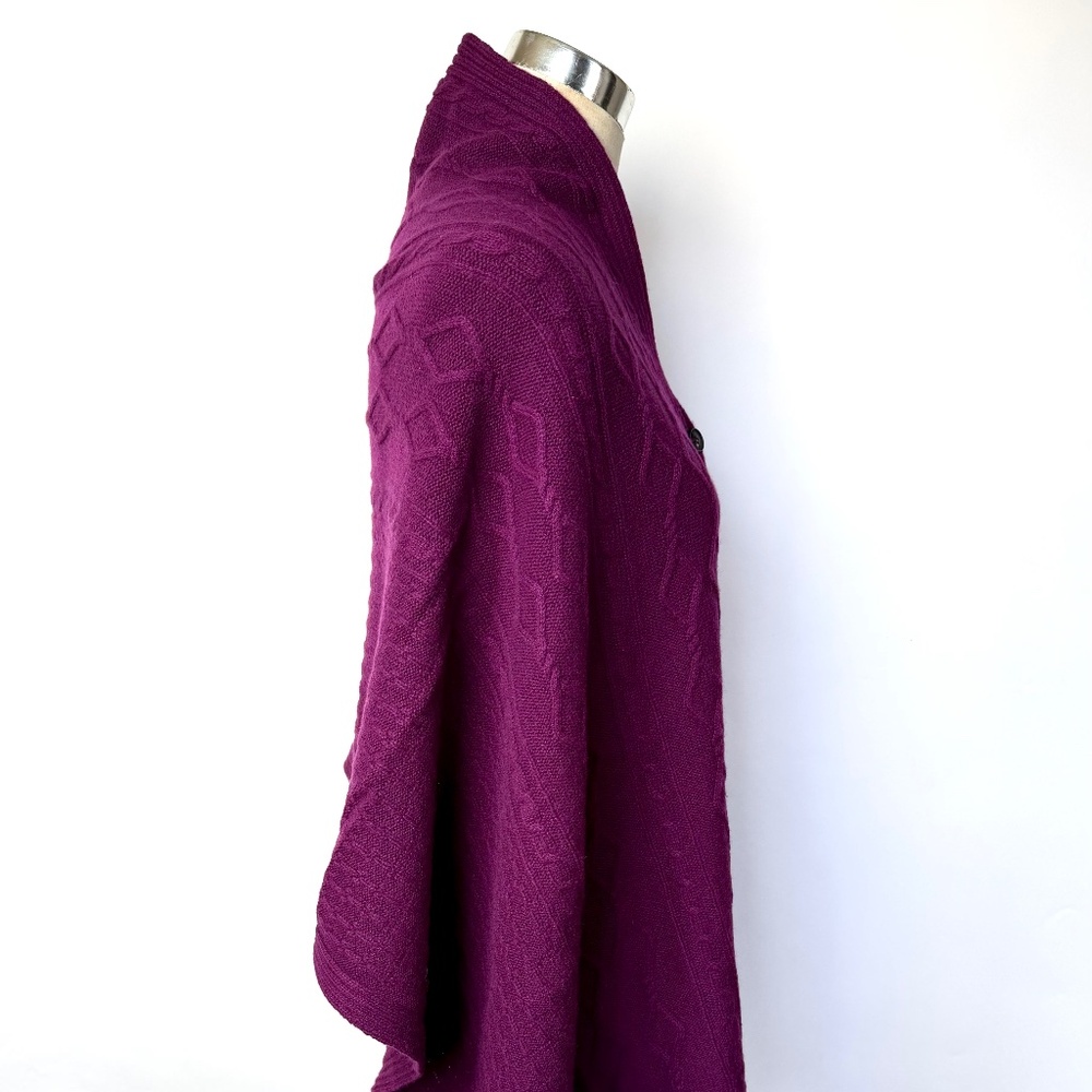 Lafayette 148 100% Cashmere Button Up Shawl Wrap in Magenta One Size - Picture 3 of 10